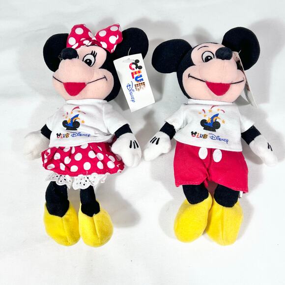 Vintage Mickey Mouse & Minnie Mouse Plush Club Disney Exclusive Beanie Set 1990s - Picture 3 of 11